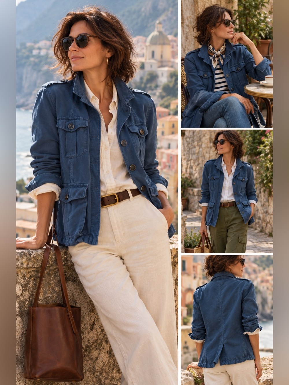 J Peterman Guideboat Co J - Women’s Reporter Safari Field Jacket Blue - Size L